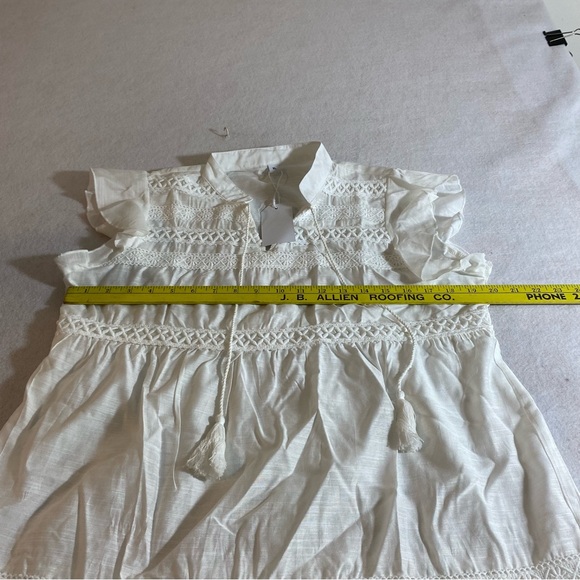 White Flowy Dress Short Sleeve Midi Dress Med size dress NWT - Picture 5 of 10